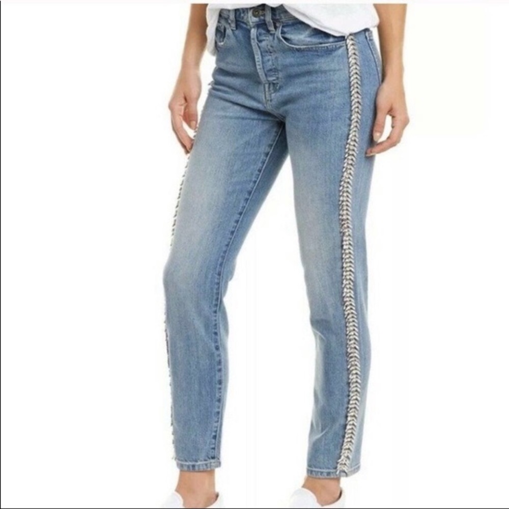 PIstola Nico HIgh Rise Mom Jean Rhinestone Trim